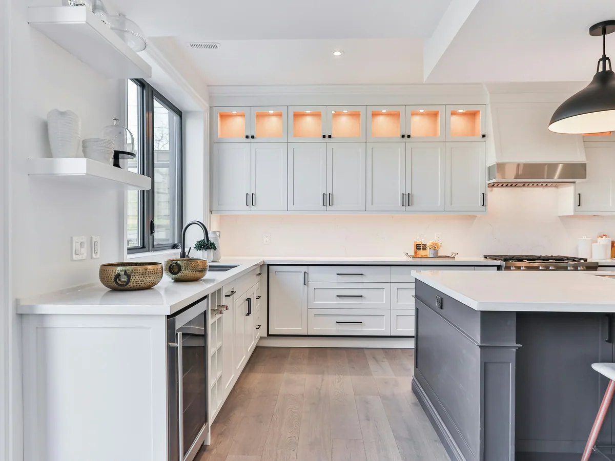 Dovetailed drawer box with soft-close undermount glides in a custom kitchen cabinet